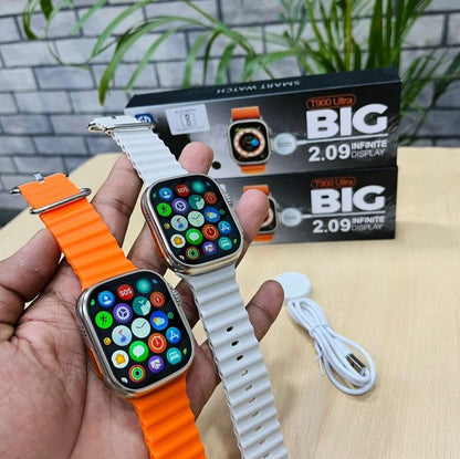T900 Ultra Smart Watch 2.09" Infinite HD Display | Bluetooth Calling | Fitness Tracker | Heart Rate & Sleep Monitor | Wireless Charging | Android & iOS Compatible (Random Color)