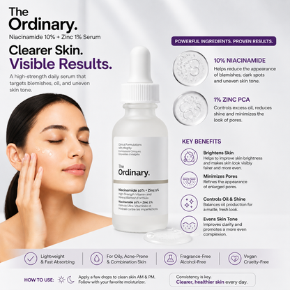 Niacinamide Serum 30ml – Skin Brightening, Dark Spot Removal, Anti Acne & Whitening Serum for Glowing Skin.
